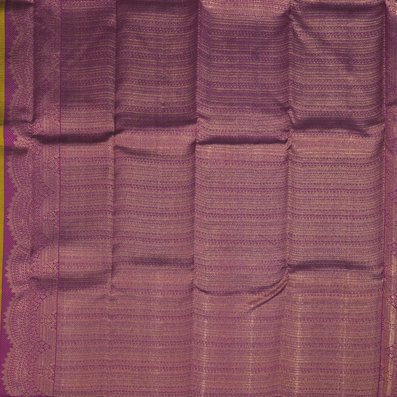 Hayagrivas Handloom Greenish-Yellow Kanjivaram Silk Saree with Multicolour Border KBF8D11-1