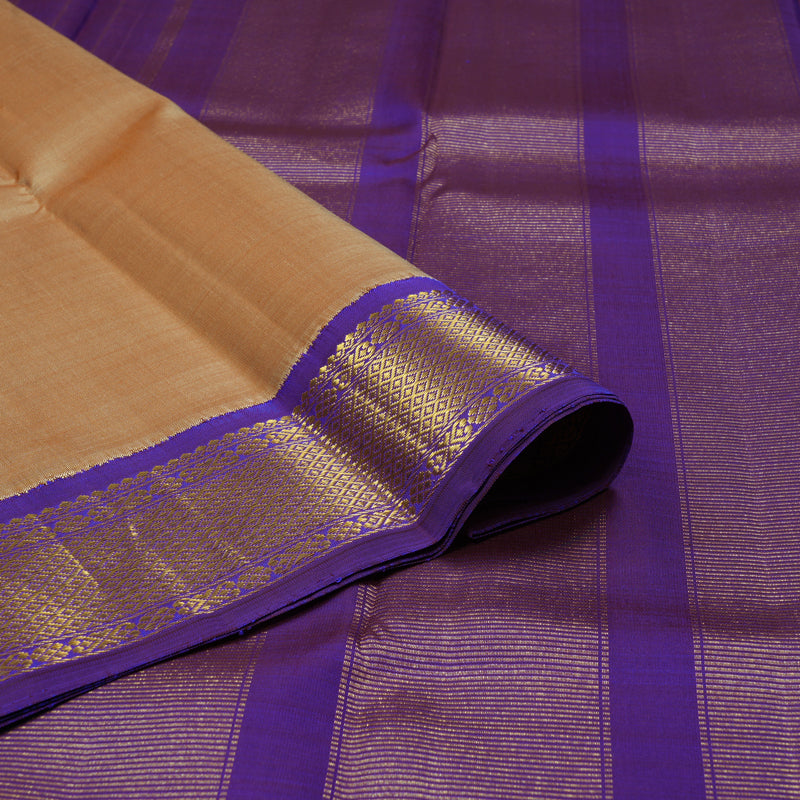 Hayagrivas Handloom Beige Kanjivaram Silk Saree with MS Blue Border KBF8D3-1