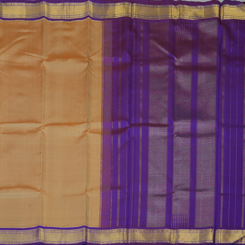 Hayagrivas Handloom Beige Kanjivaram Silk Saree with MS Blue Border KBF8D3-1