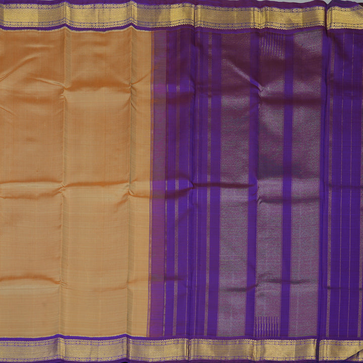 Hayagrivas Handloom Beige Kanjivaram Silk Saree with MS Blue Border KBF8D3-1