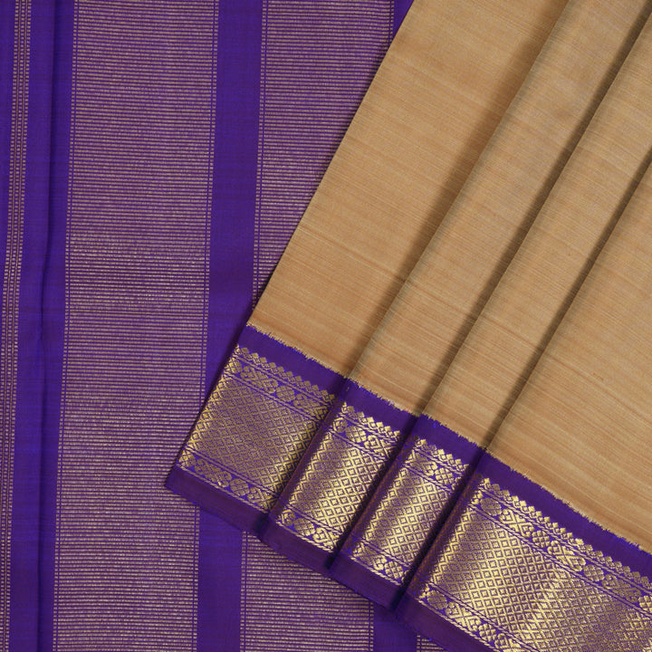 Hayagrivas Handloom Beige Kanjivaram Silk Saree with MS Blue Border KBF8D3-1