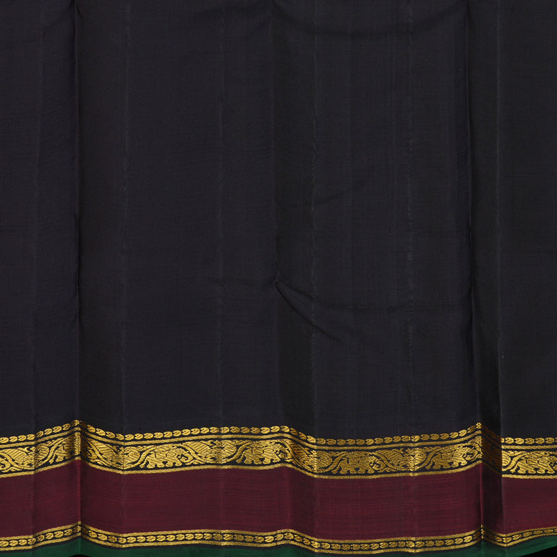 Hayagrivas Handloom Orange & Yellow Checks Kanjivaram Silk Saree with Wine Border KBF8D6-1