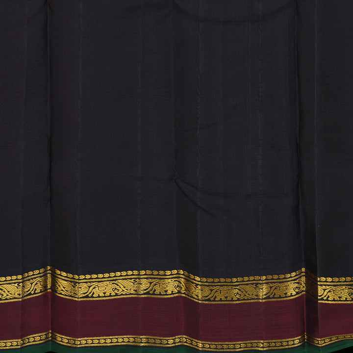 Hayagrivas Handloom Orange & Yellow Checks Kanjivaram Silk Saree with Wine Border KBF8D6-1