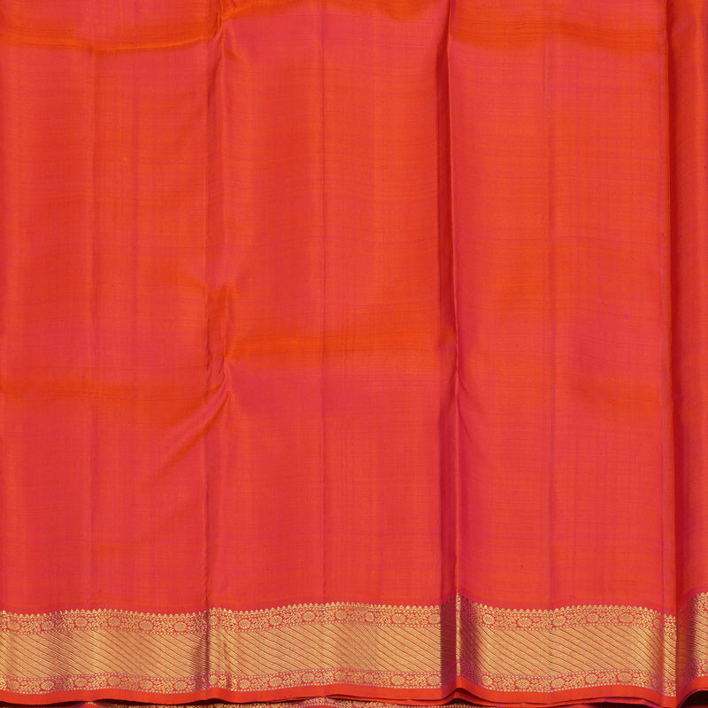 Hayagrivas Handloom Purple Kanjivaram Silk Saree with Orangish-Pink Border KBF8D8-1