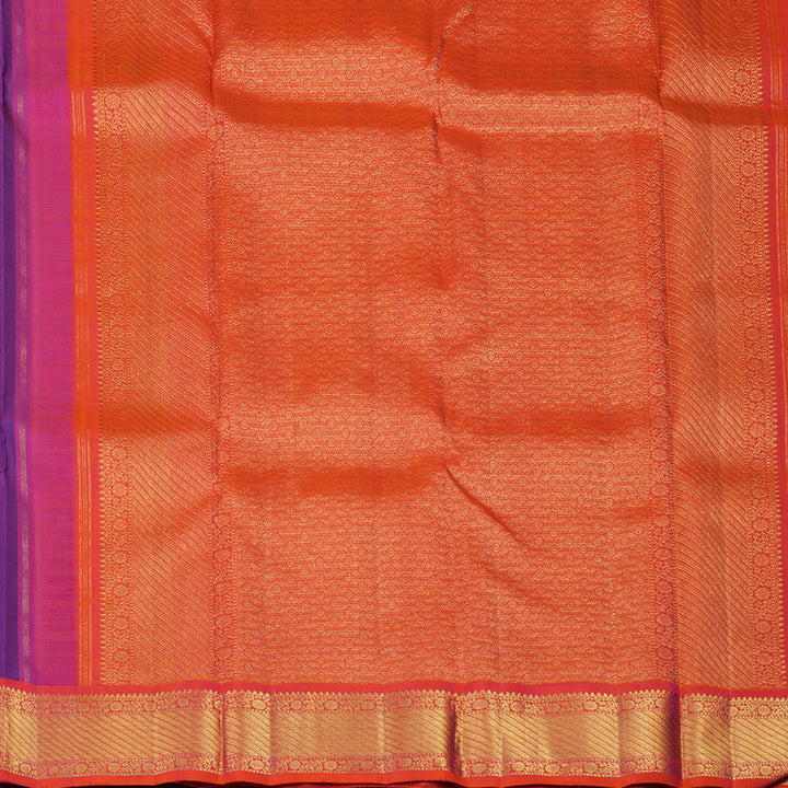 Hayagrivas Handloom Purple Kanjivaram Silk Saree with Orangish-Pink Border KBF8D8-1