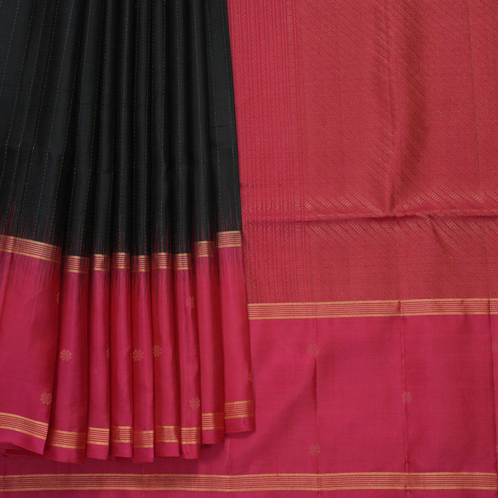 Hayagrivas Black Handloom Soft Silk Saree KBF901H3-1