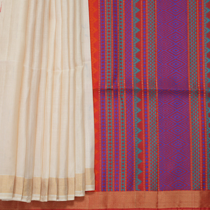 Hayagrivas Half-White Handloom Soft Silk Saree KBF901H4-1
