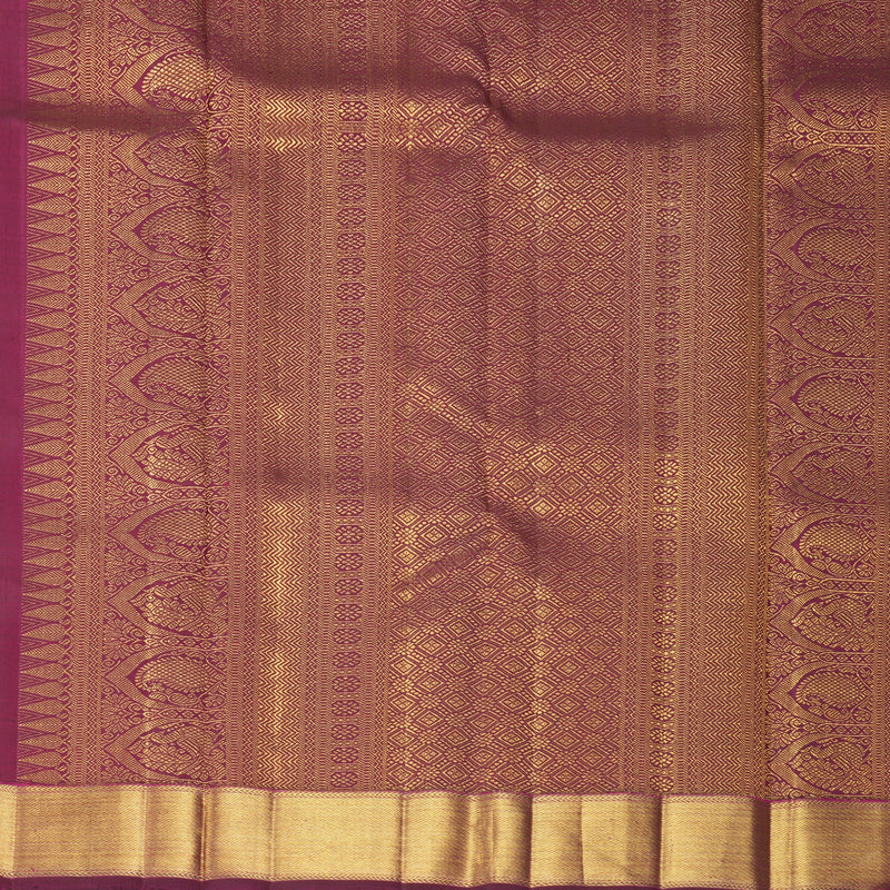 Hayagrivas Handloom Magenta-Pink Kanjivaram Silk Saree with Purple Border KBF903H3-1