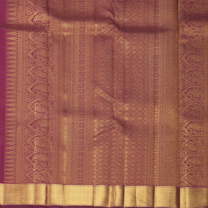 Hayagrivas Handloom Magenta-Pink Kanjivaram Silk Saree with Purple Border KBF903H3-1