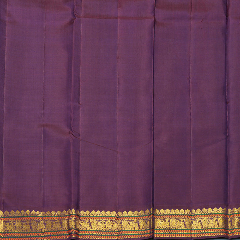 Hayagrivas Handloom Fluorescent Green Kanjivaram Silk Saree with Purple Border KBF903H4-1