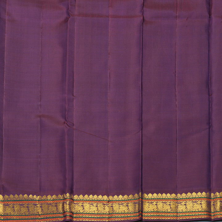 Hayagrivas Handloom Fluorescent Green Kanjivaram Silk Saree with Purple Border KBF903H4-1