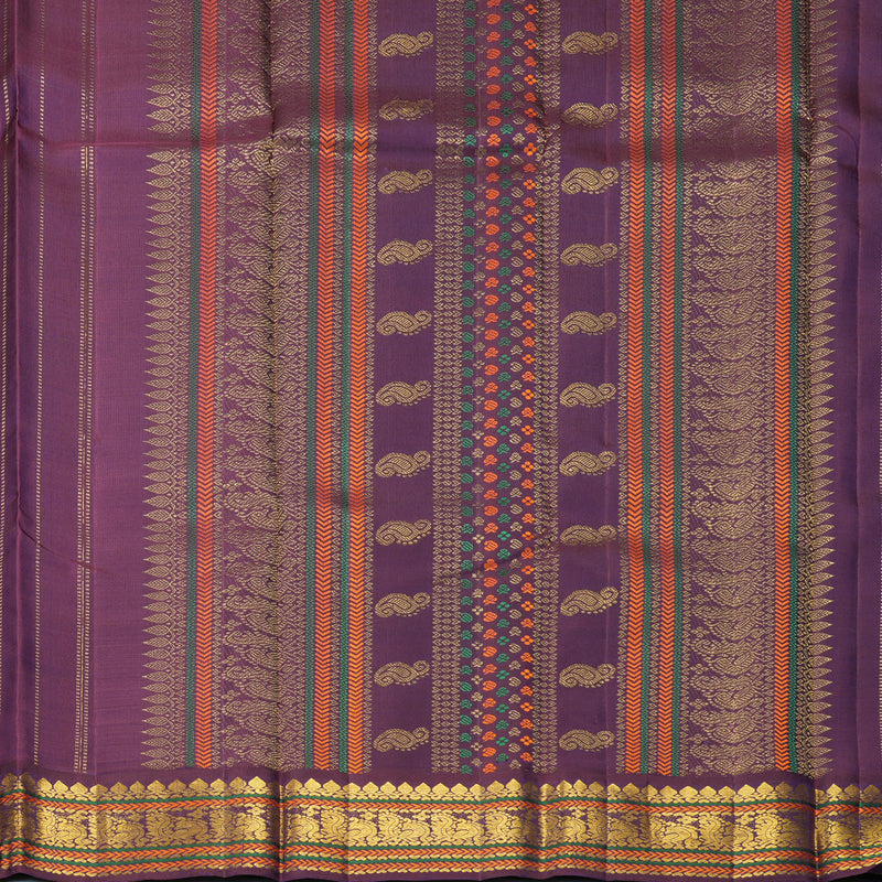 Hayagrivas Handloom Fluorescent Green Kanjivaram Silk Saree with Purple Border KBF903H4-1