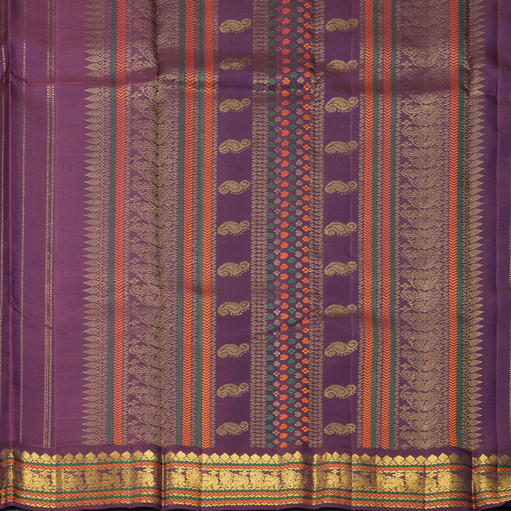 Hayagrivas Handloom Fluorescent Green Kanjivaram Silk Saree with Purple Border KBF903H4-1