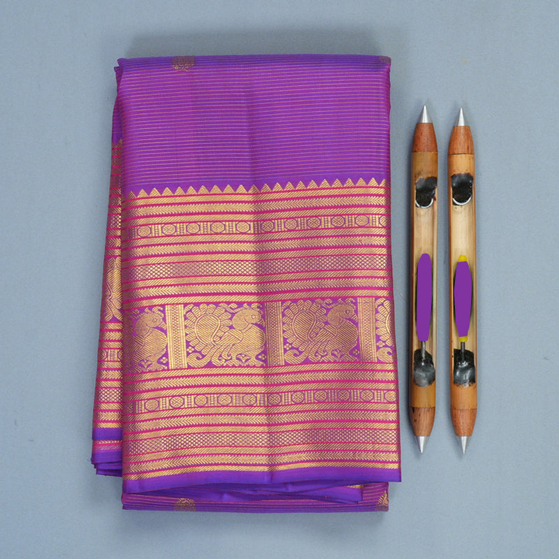 Hayagrivas Handloom Purple Kanjivaram Silk Saree KBF903H8-1