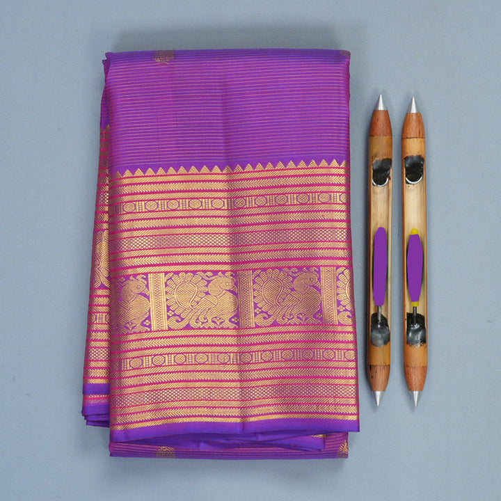 Hayagrivas Handloom Purple Kanjivaram Silk Saree KBF903H8-1