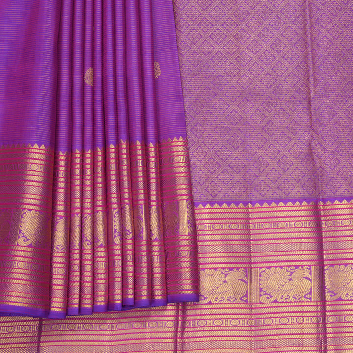 Hayagrivas Handloom Purple Kanjivaram Silk Saree KBF903H8-1