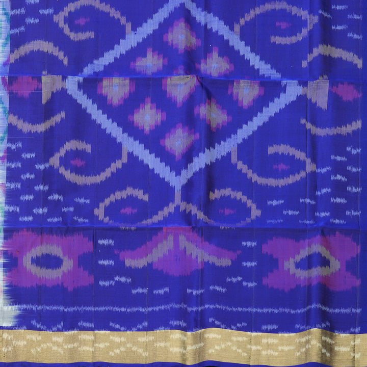 Hayagrivas White Handloom Ikkat Soft Silk Saree KBF909H1-12