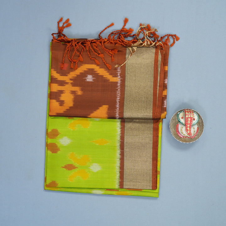 Hayagrivas Apple Green Handloom Ikkat Soft Silk Saree KBF909H1-14