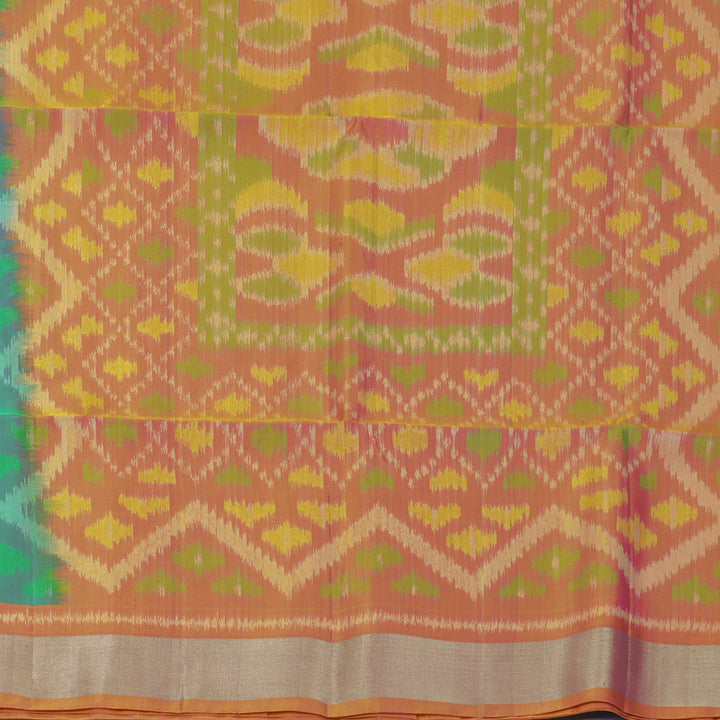 Hayagrivas Sea Green Handloom Ikkat Soft Silk Saree KBF909H1-21