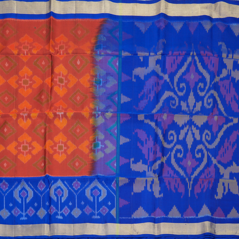 Hayagrivas Brick Red Handloom Ikkat Soft Silk Saree KBF909H2-11