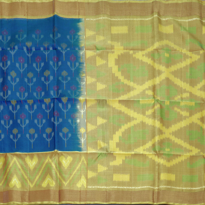 Hayagrivas Peacock Blue Handloom Ikkat Soft Silk Saree KBF909H2-12