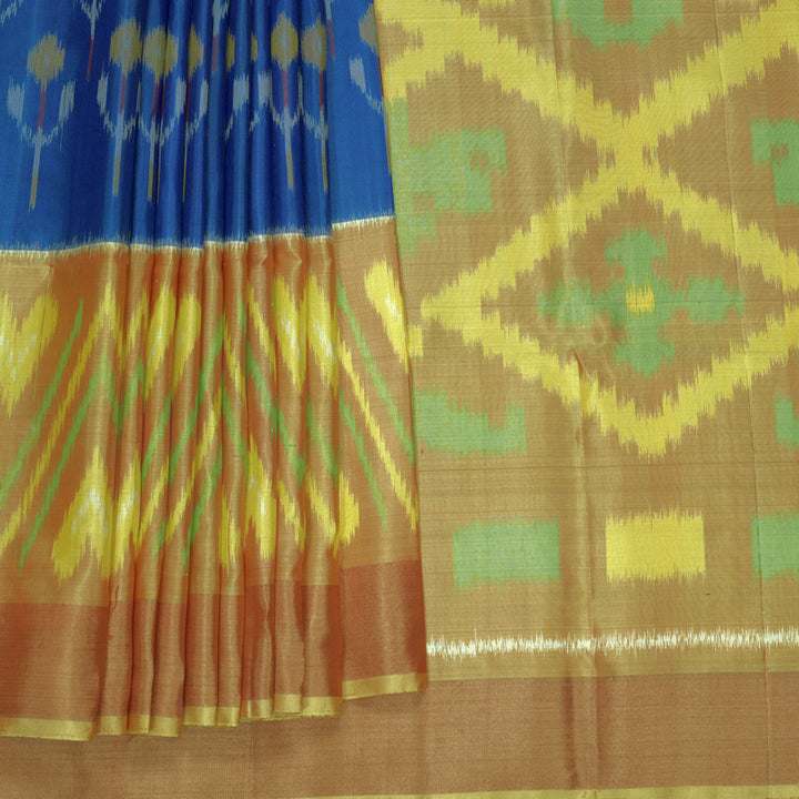 Hayagrivas Peacock Blue Handloom Ikkat Soft Silk Saree KBF909H2-12