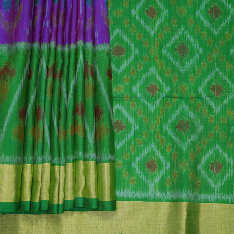 Hayagrivas Purple Handloom Ikkat Soft Silk Saree KBF909H2-16
