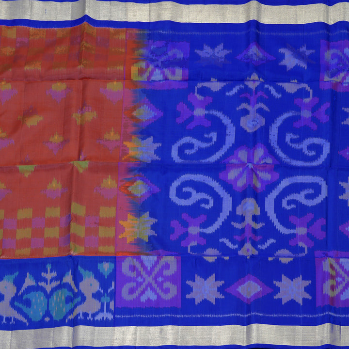 Hayagrivas Reddish-Pink Handloom Ikkat Soft Silk Saree KBF909H2-22