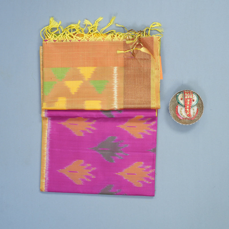 Hayagrivas Magenta Handloom Ikkat Soft Silk Saree KBF909H2-23