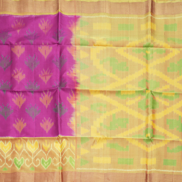 Hayagrivas Magenta Handloom Ikkat Soft Silk Saree KBF909H2-23
