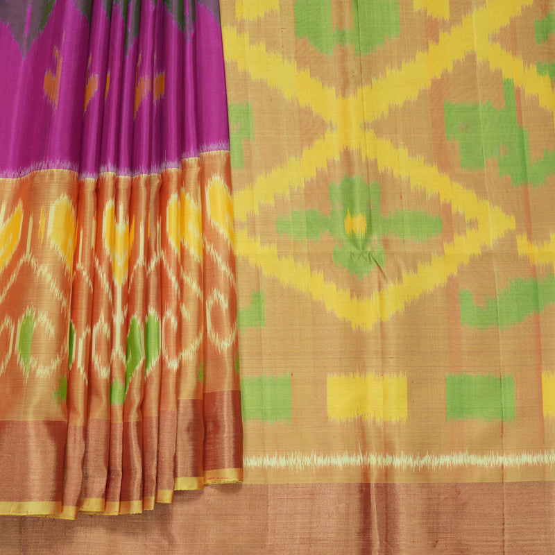 Hayagrivas Magenta Handloom Ikkat Soft Silk Saree KBF909H2-23