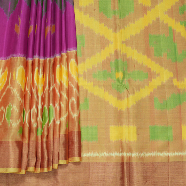 Hayagrivas Magenta Handloom Ikkat Soft Silk Saree KBF909H2-23