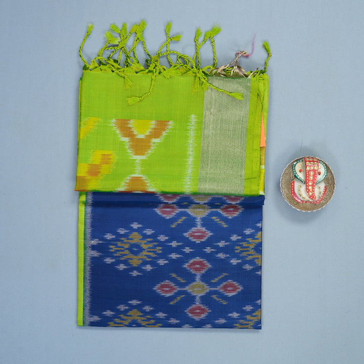 Hayagrivas Peacock Blue Handloom Ikkat Soft Silk Saree KBF909H2-28
