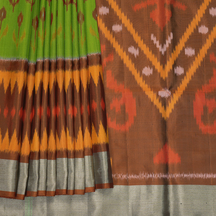 Hayagrivas Light Green Handloom Ikkat Soft Silk Saree KBF909H2-29
