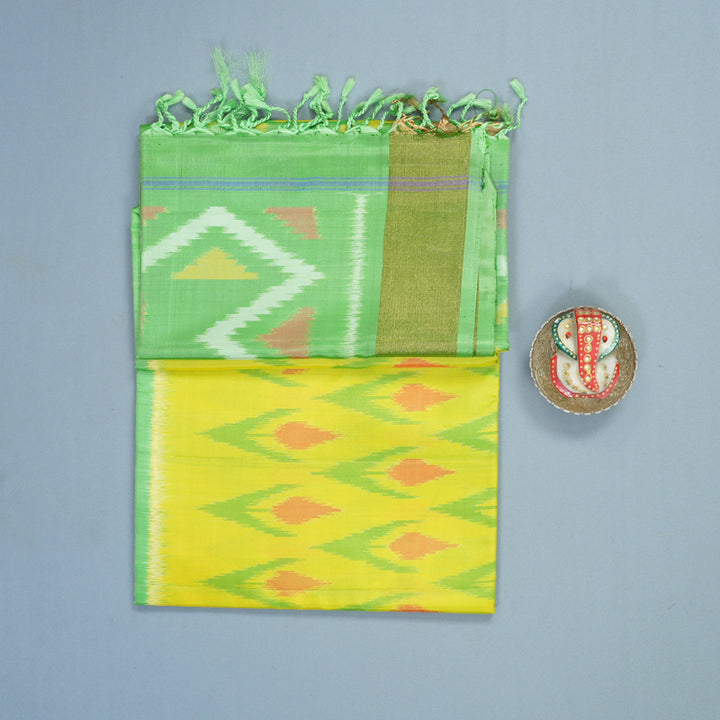 Hayagrivas Lemon Yellow Handloom Ikkat Soft Silk Saree KBF909H2-34