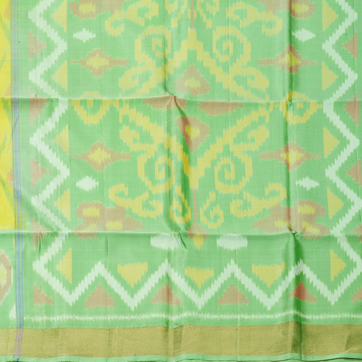 Hayagrivas Lemon Yellow Handloom Ikkat Soft Silk Saree KBF909H2-34