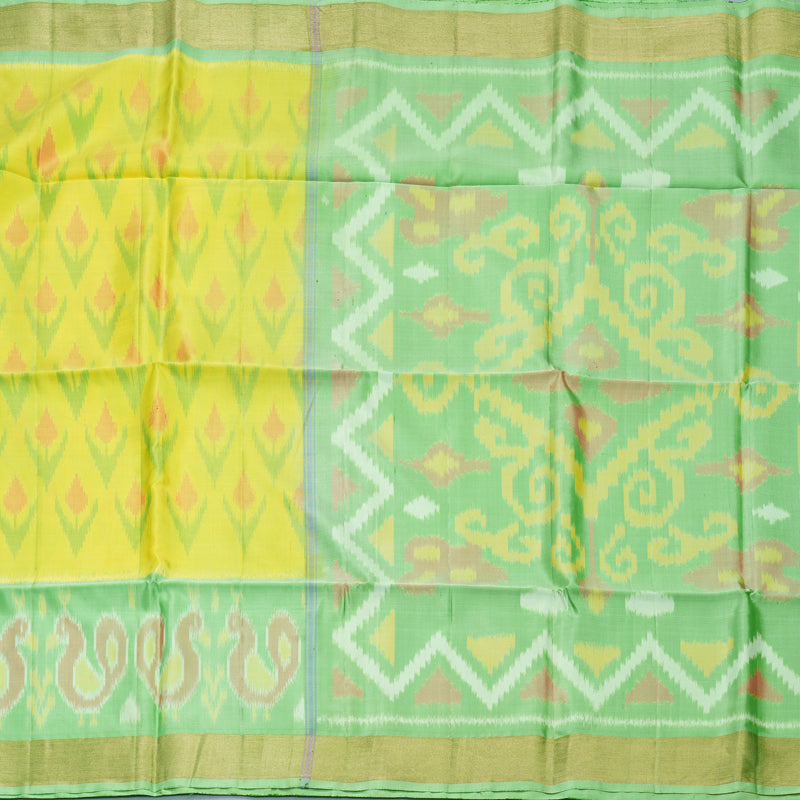 Hayagrivas Lemon Yellow Handloom Ikkat Soft Silk Saree KBF909H2-34