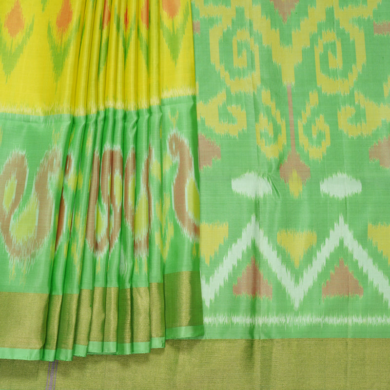 Hayagrivas Lemon Yellow Handloom Ikkat Soft Silk Saree KBF909H2-34