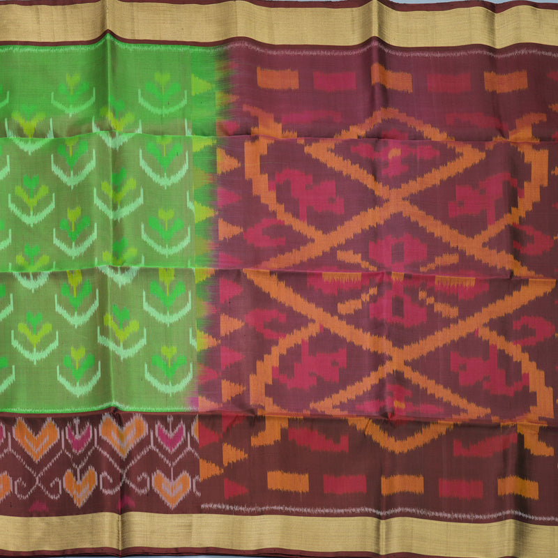 Hayagrivas Green Handloom Ikkat Soft Silk Saree KBF909H2-35