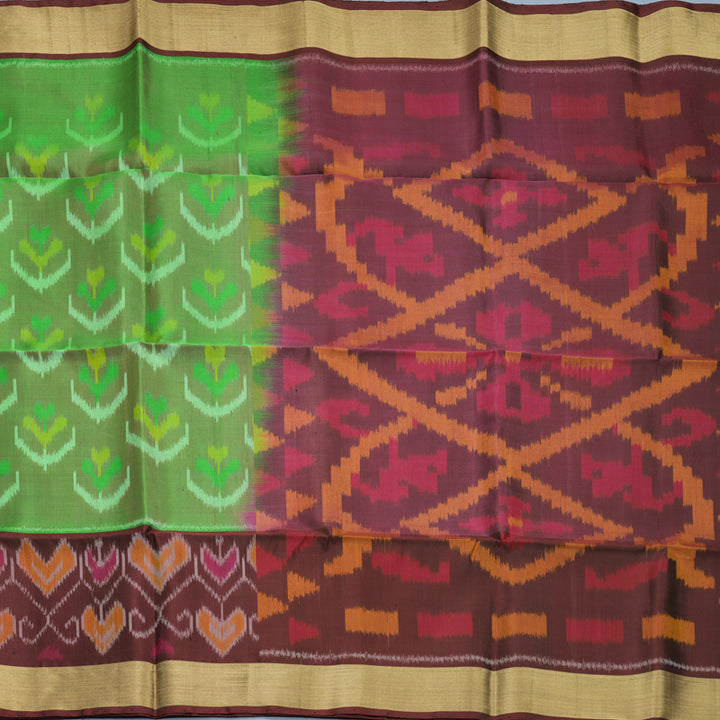 Hayagrivas Green Handloom Ikkat Soft Silk Saree KBF909H2-35