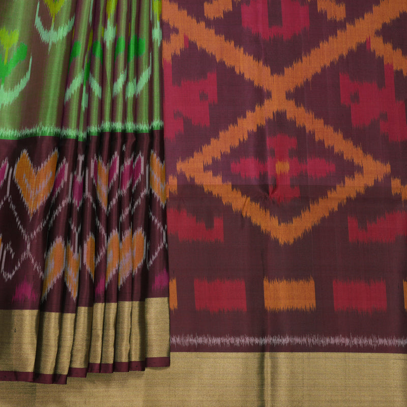 Hayagrivas Green Handloom Ikkat Soft Silk Saree KBF909H2-35