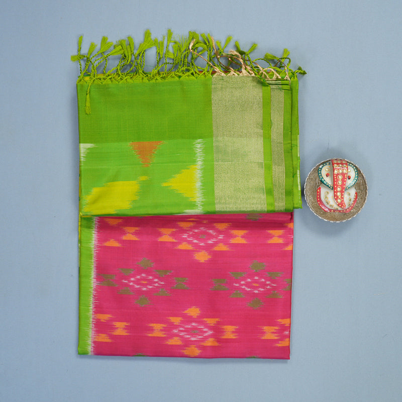 Hayagrivas Pink Handloom Ikkat Soft Silk Saree KBF909H2-36