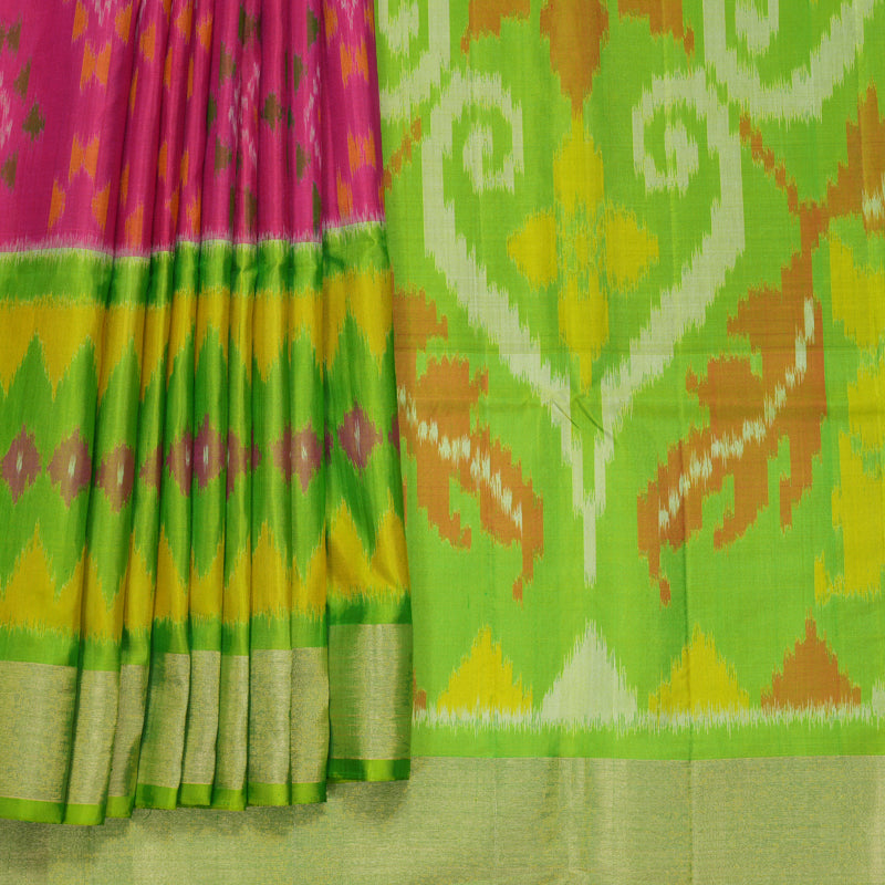 Hayagrivas Pink Handloom Ikkat Soft Silk Saree KBF909H2-36