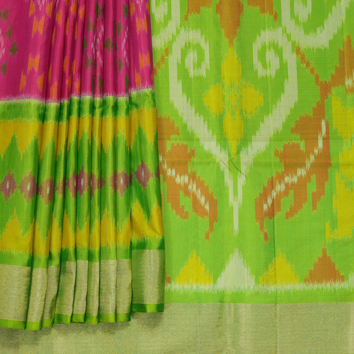Hayagrivas Pink Handloom Ikkat Soft Silk Saree KBF909H2-36