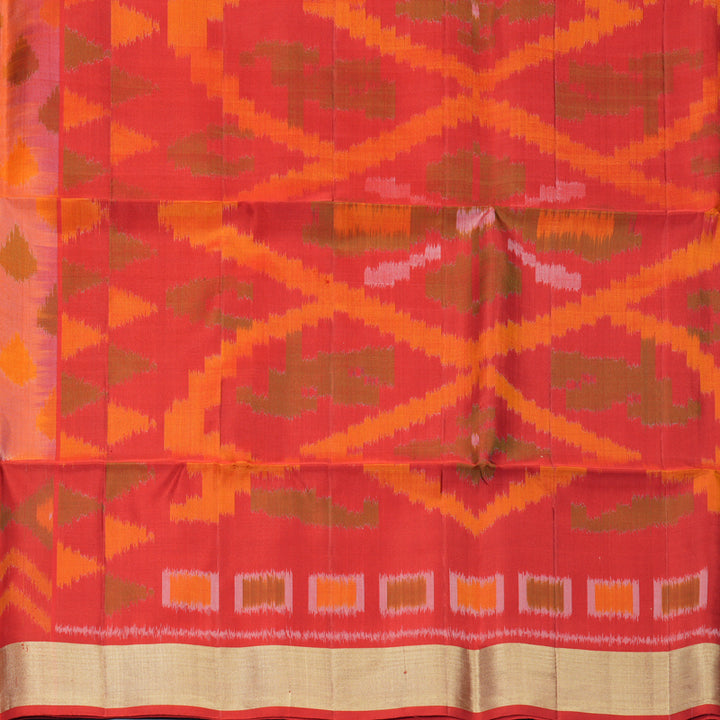 Hayagrivas Peach Pink Handloom Ikkat Soft Silk Saree KBF909H2-37