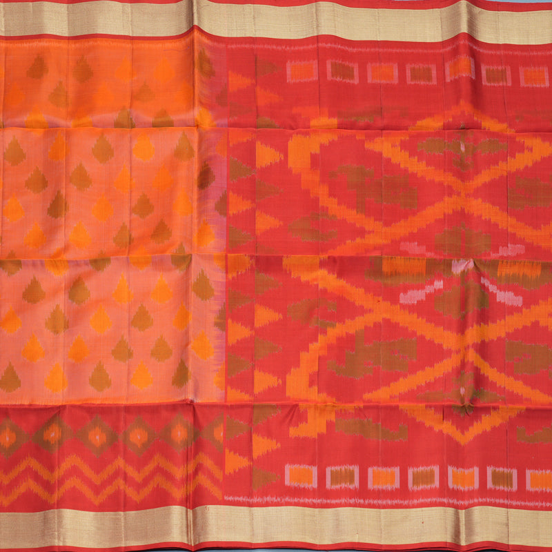 Hayagrivas Peach Pink Handloom Ikkat Soft Silk Saree KBF909H2-37