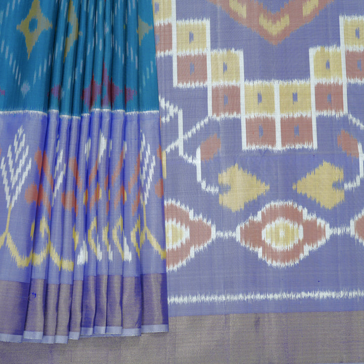 Hayagrivas Persian Blue Handloom Ikkat Soft Silk Saree KBF909H2-39