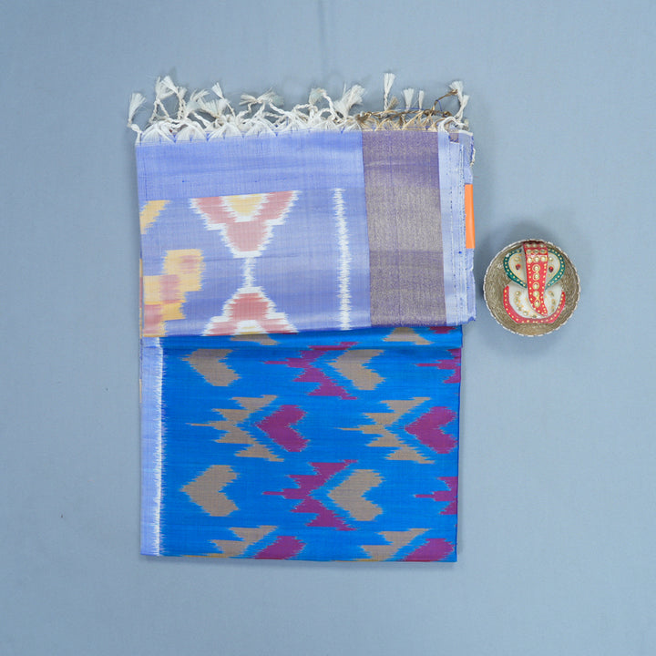 Hayagrivas Ananda Blue Handloom Ikkat Soft Silk Saree KBF909H2-41