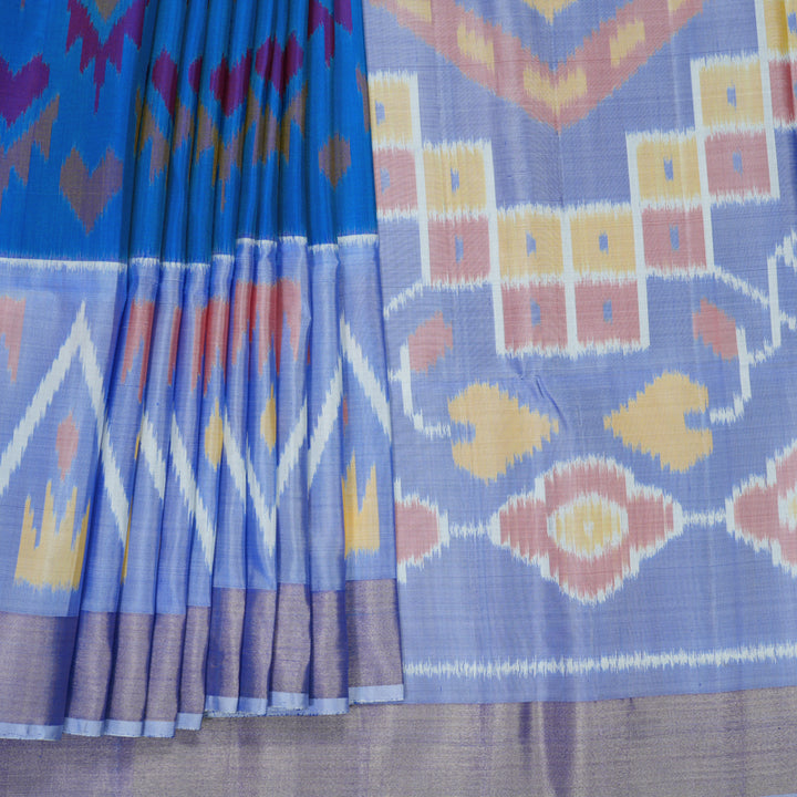 Hayagrivas Ananda Blue Handloom Ikkat Soft Silk Saree KBF909H2-41