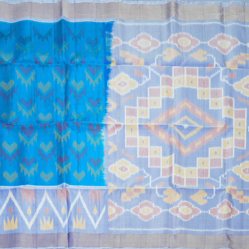 Hayagrivas Sky Blue Handloom Ikkat Soft Silk Saree KBF909H2-45